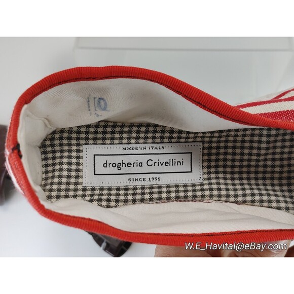 DROGHERIA CRIVELLINI WOMEN'S FURLANE SLIPPERS — RED STRIPE TYRE SOLES SIZE US 10 - Picture 15 of 16